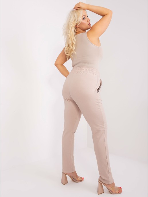 Spodnie dresowe-RV-DR-4765.52-beżowy