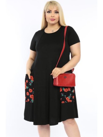 Suknelė su gėlėtomis kišenėmis