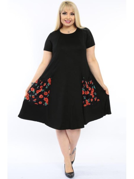 Suknelė su gėlėtomis kišenėmis