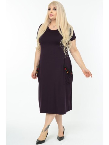 Tamsiai violetinė suknelė su kišenėmis 2