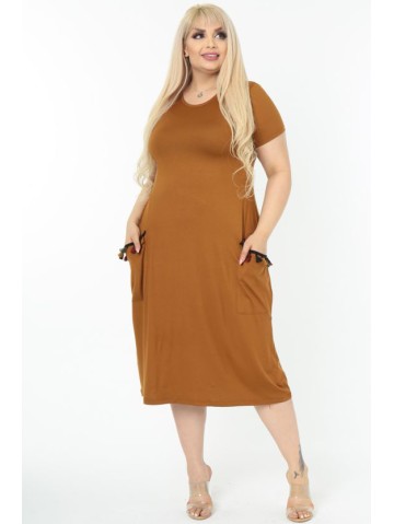 Платье из вискозы карамельного цвета 2