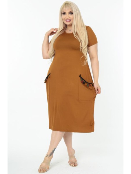 Платье из вискозы карамельного цвета
