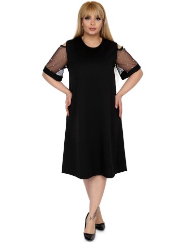 Must tüllvarrukatega kleit 2