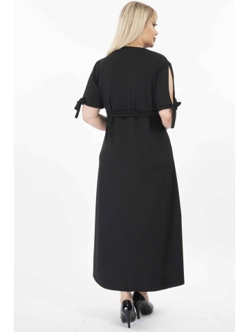 Длинное черное платье с вырезом 2