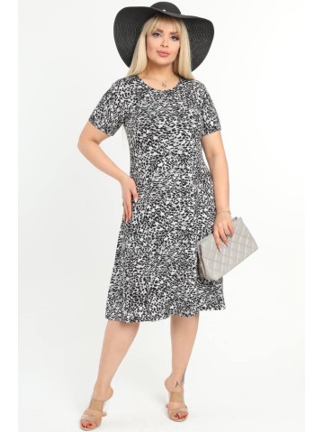 Melnbalta viskozes kleita ar īsām piedurknēm 2