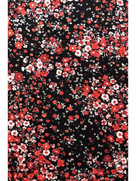 Gėlėta suknelė trumpomis rankovėmis