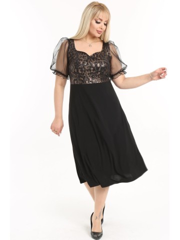 Puošni suknelė pūstomis tiulo rankovėlėmis 2