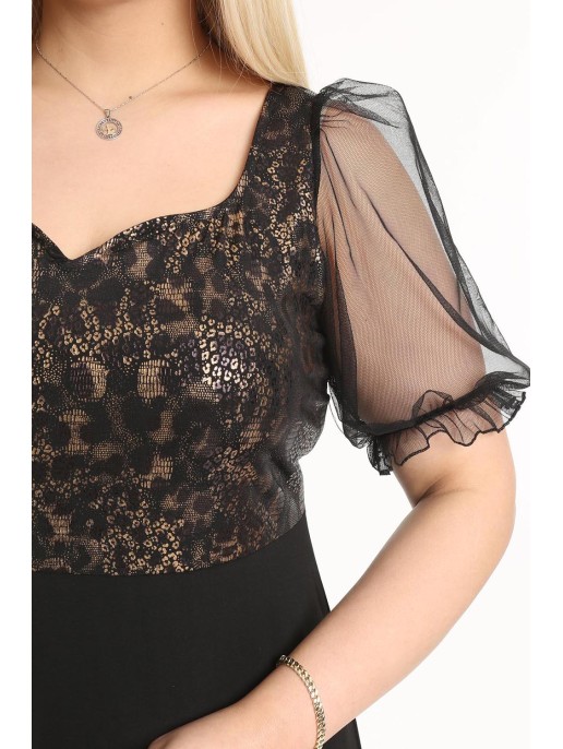 Puošni suknelė pūstomis tiulo rankovėlėmis Puošni suknelė pūstomis tiulo rankovėlėmis