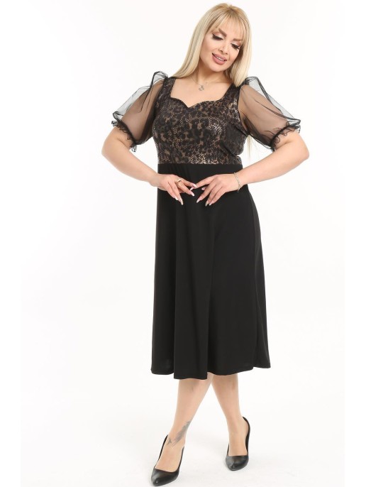 Puošni suknelė pūstomis tiulo rankovėlėmis Puošni suknelė pūstomis tiulo rankovėlėmis