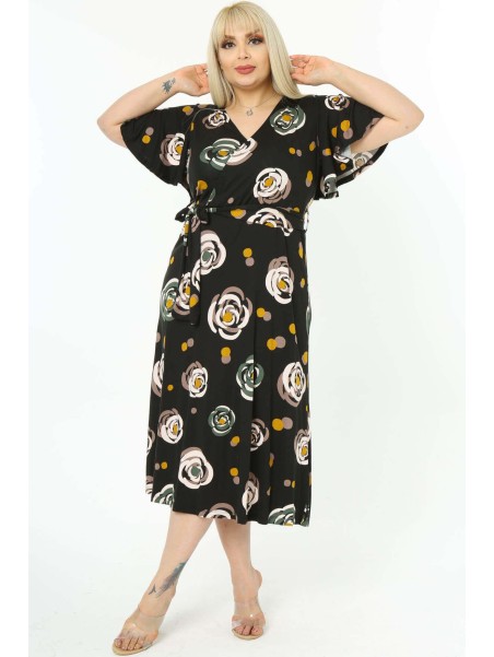 Узорчатое платье с треугольным вырезом