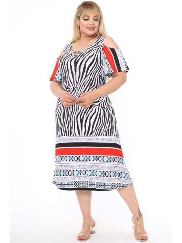 Raštuota medvilninė suknelė apkūnioms 2