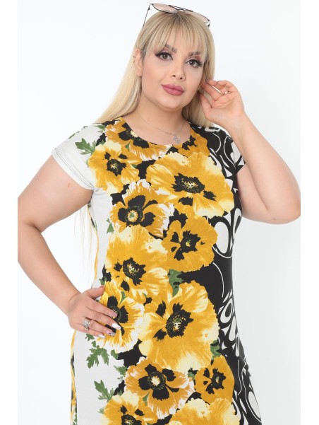 Melna un dzeltena ziedu kleita