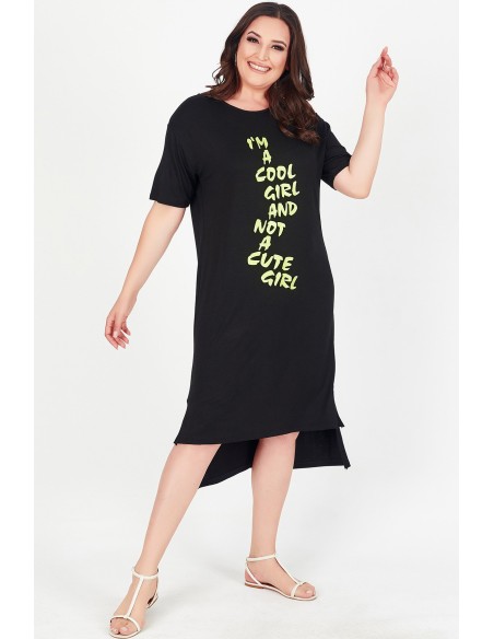 Черное платье с надписями