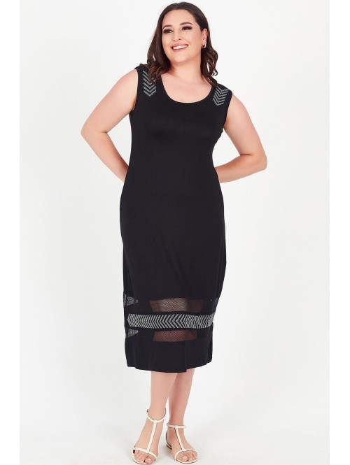 Modes melna kleita ar lencēm Modes melna kleita ar lencēm