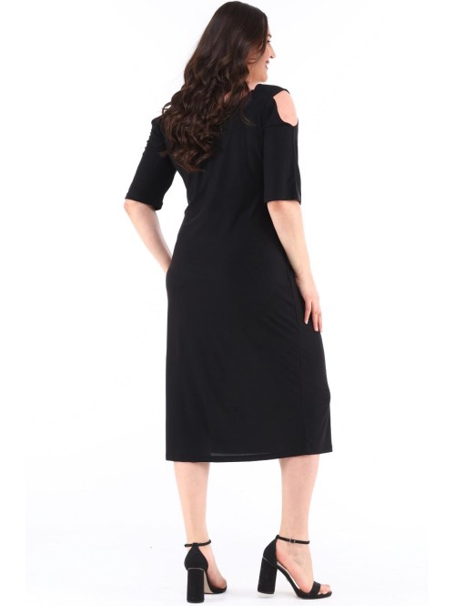 Eleganta melna kleita ar sprādzēm Eleganta melna kleita ar sprādzēm