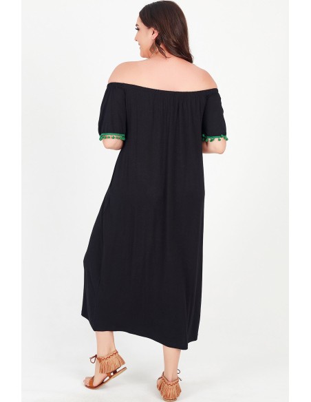 Gara melna kleita ar aplikācijām