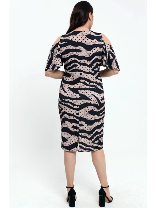 Smėlio spalvos suknelė su dirbtiniais perlais Smėlio spalvos suknelė su dirbtiniais perlais