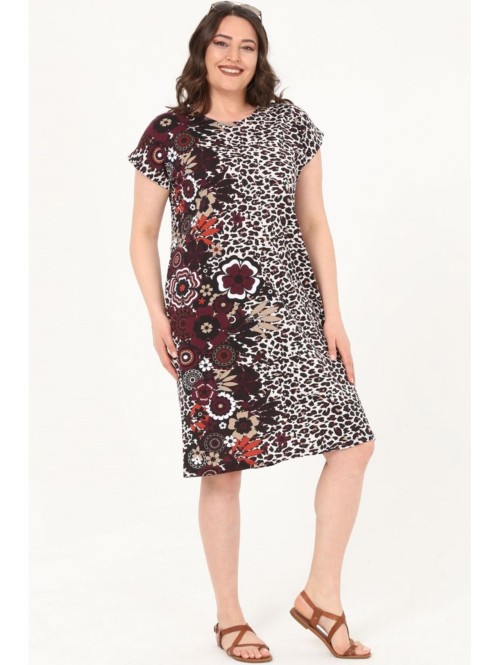 Хлопковое платье с узорами из меха... Хлопковое платье с узорами из меха...