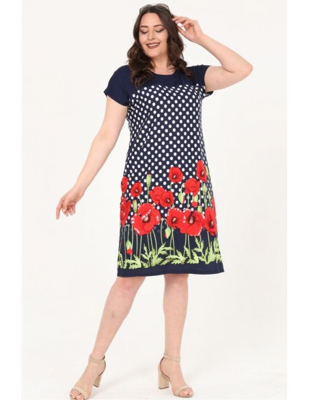 Платье в горошек с цветами