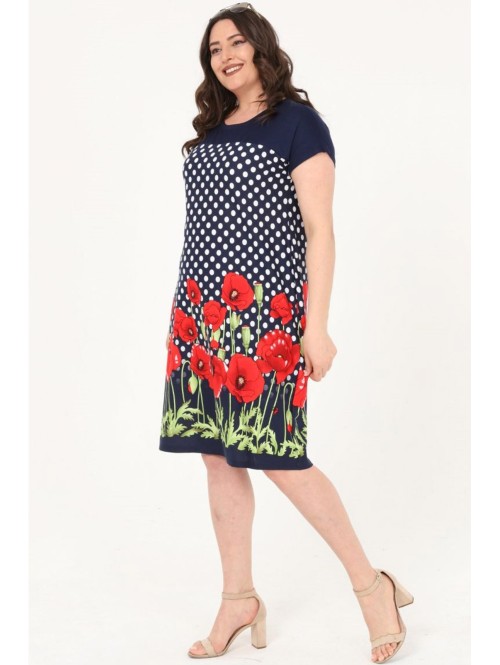 Платье в горошек с цветами Платье в горошек с цветами