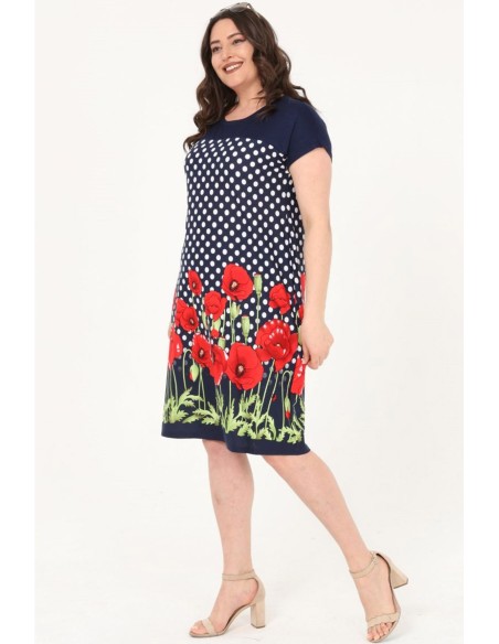 Платье в горошек с цветами