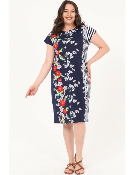 Хлопковое платье с рисунком и короткими рукавами