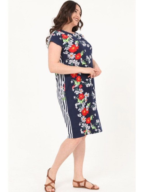 Rakstaina kokvilnas kleita ar īsām... Rakstaina kokvilnas kleita ar īsām...