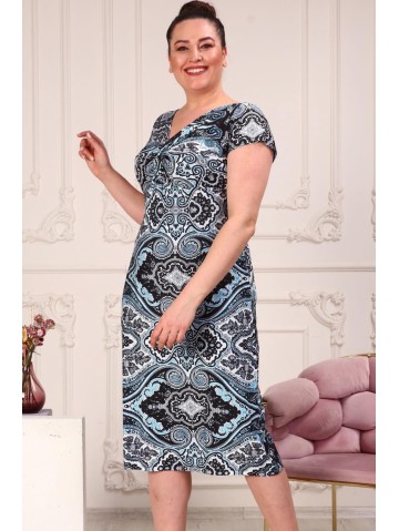 Madinga raštuota suknelė su mazgu