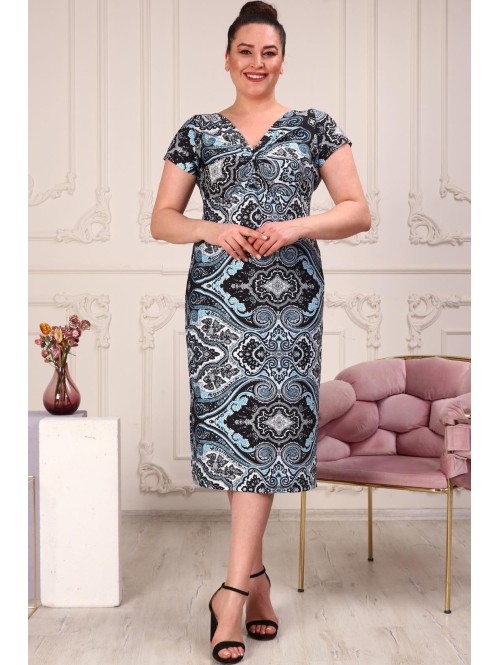 Madinga raštuota suknelė su mazgu Madinga raštuota suknelė su mazgu