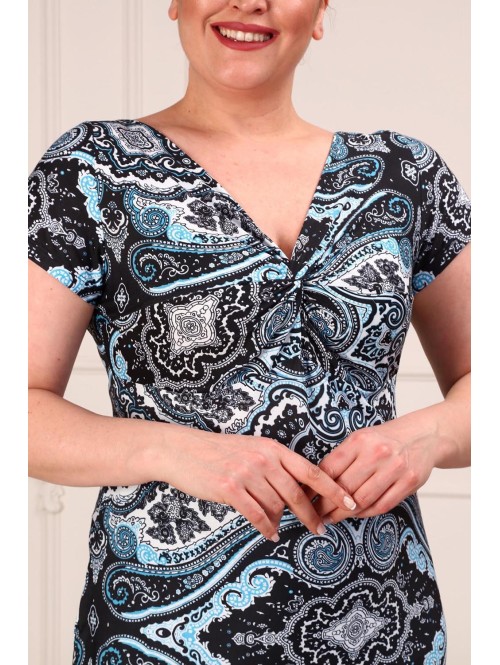 Madinga raštuota suknelė su mazgu Madinga raštuota suknelė su mazgu