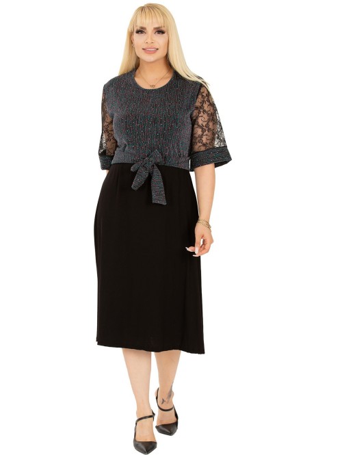 Suknelė su puošniomis rankovėmis ir dirželiu Suknelė su puošniomis rankovėmis ir dirželiu