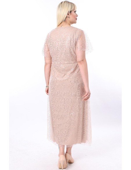 Длинное бежевое платье с чешуей