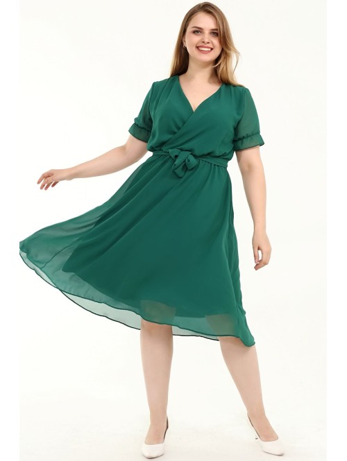 Žalia plazdanti suknelė su dirželiu Žalia plazdanti suknelė su dirželiu