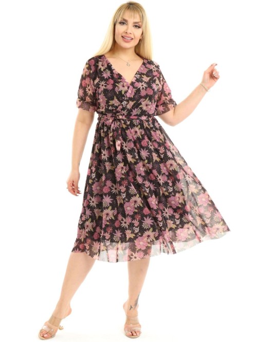 Mitmevärviline kleit ümbrikukaelusega Mitmevärviline kleit ümbrikukaelusega