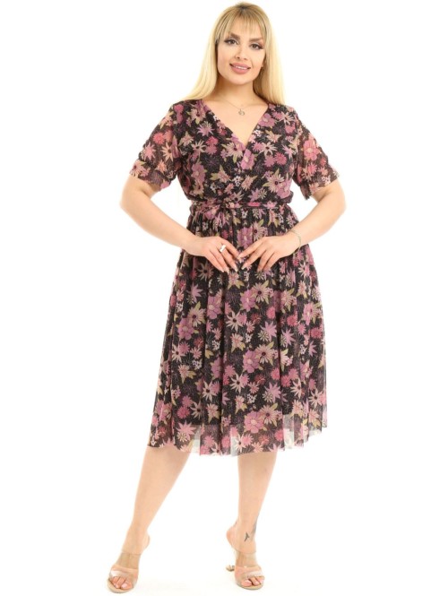 Mitmevärviline kleit ümbrikukaelusega Mitmevärviline kleit ümbrikukaelusega