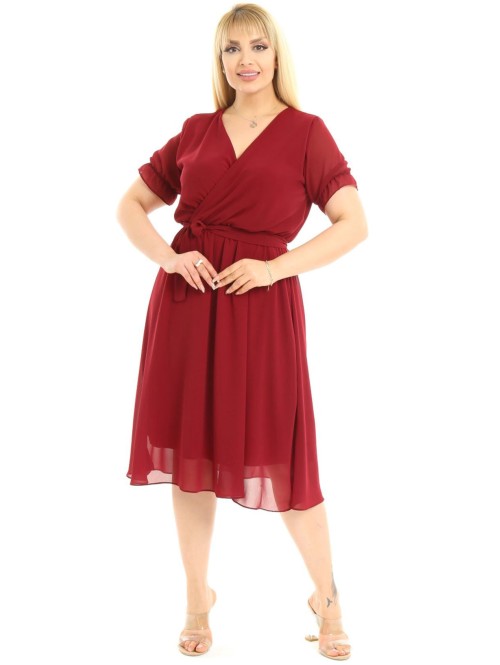 Бордовое платье с короткими рукавами Бордовое платье с короткими рукавами
