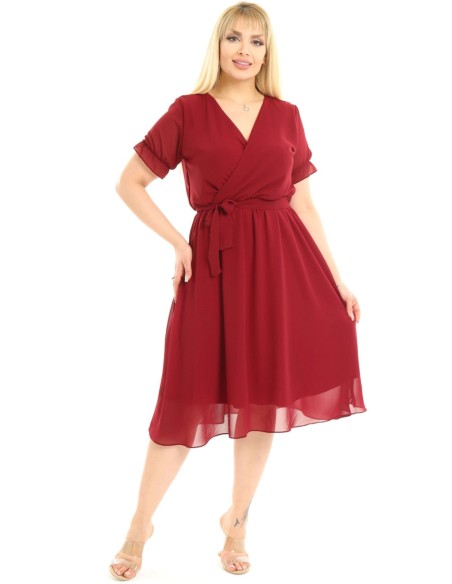 Burgundia lühikeste varrukatega kleit