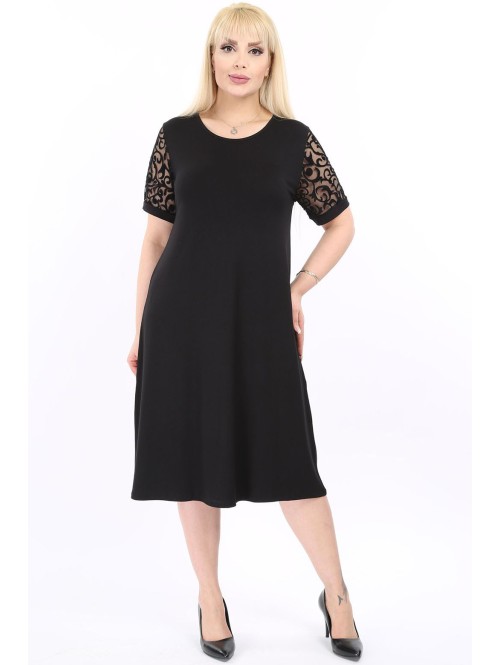 Melna viskozes kleita ar mežģīņu... Melna viskozes kleita ar mežģīņu...