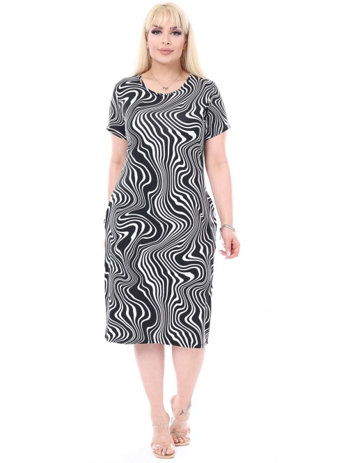 Melnbalta kleita ar īsām piedurknēm Melnbalta kleita ar īsām piedurknēm