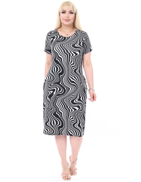 Черно-белое платье с короткими рукавами