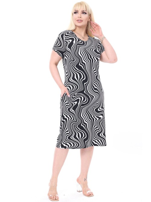 Must-valge kleit lühikeste varrukatega Must-valge kleit lühikeste varrukatega