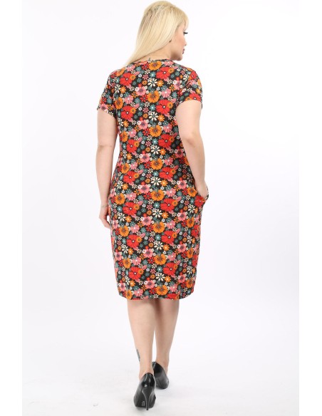 Gėlėta viskozinė suknelė su kišenėmis