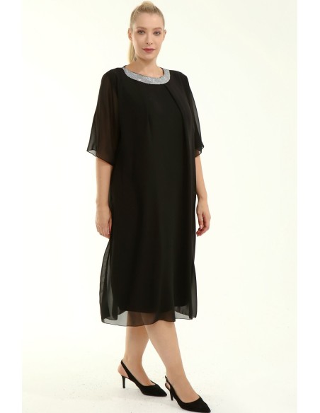 Черное выпускное платье для полных