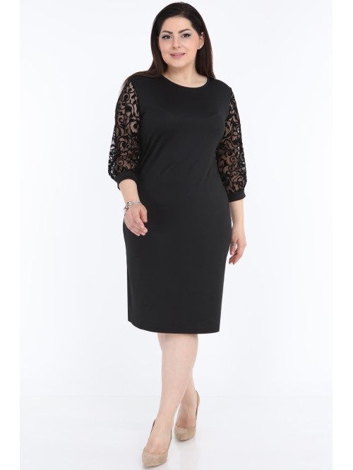 Juoda suknelė su 3/4 rankovėmis Juoda suknelė su 3/4 rankovėmis