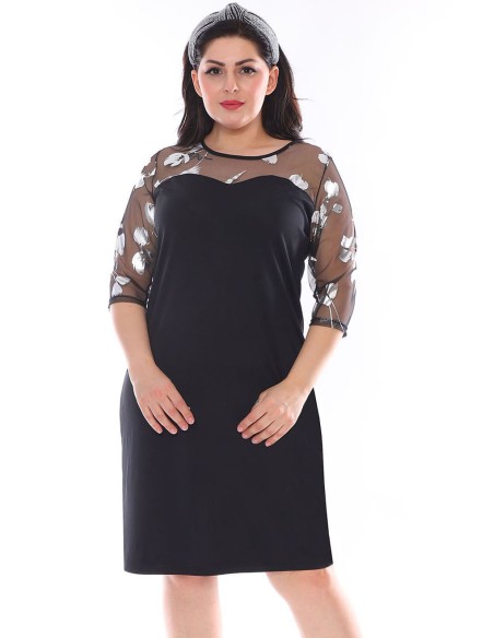 Eleganta melna kleita ar 3/4 piedurknēm