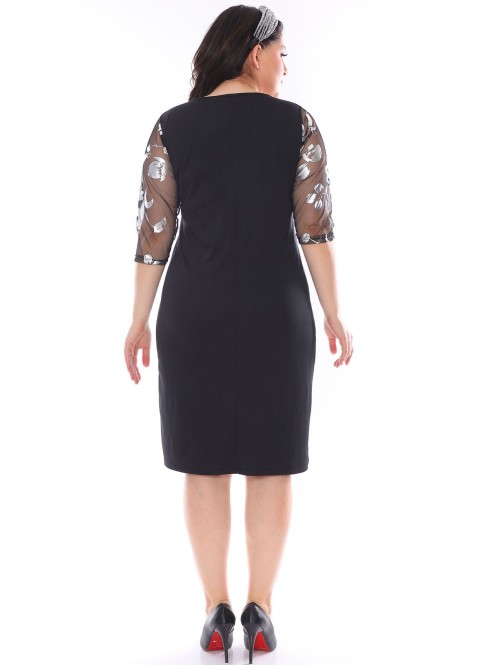 Eleganta melna kleita ar 3/4 piedurknēm Eleganta melna kleita ar 3/4 piedurknēm