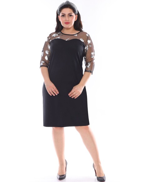 Eleganta melna kleita ar 3/4 piedurknēm