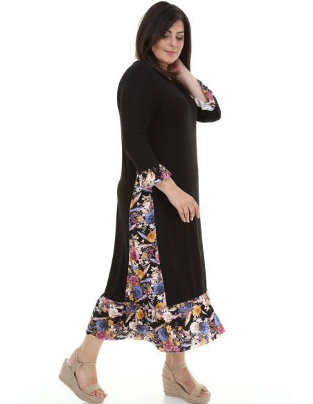 Gara brīva stila kleita ar ziedu motīviem