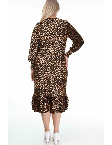 Pikkade varrukatega loomakarva mustriga kleit