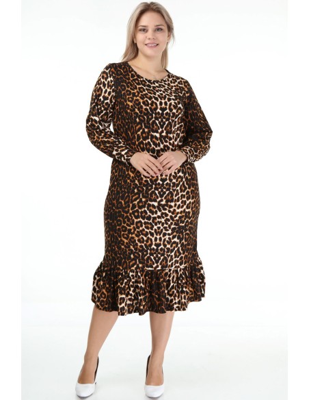 Pikkade varrukatega loomakarva mustriga kleit